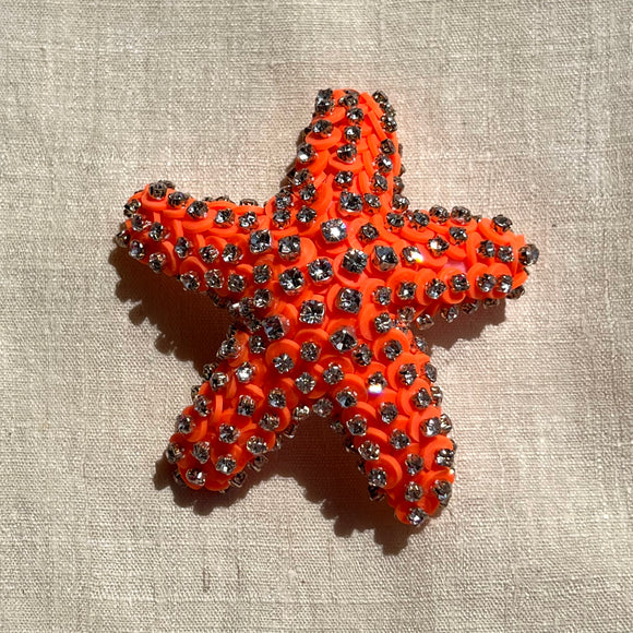 Orange Starfish Brooch